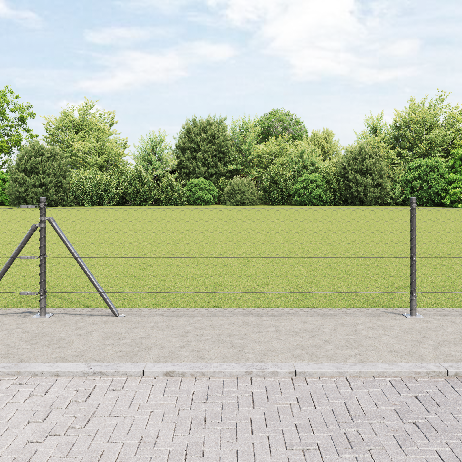 Słupek ogrodzeniowy. Szary 50 x 0,6 m (siatka 25 mm) Stal i PVC vidaXL