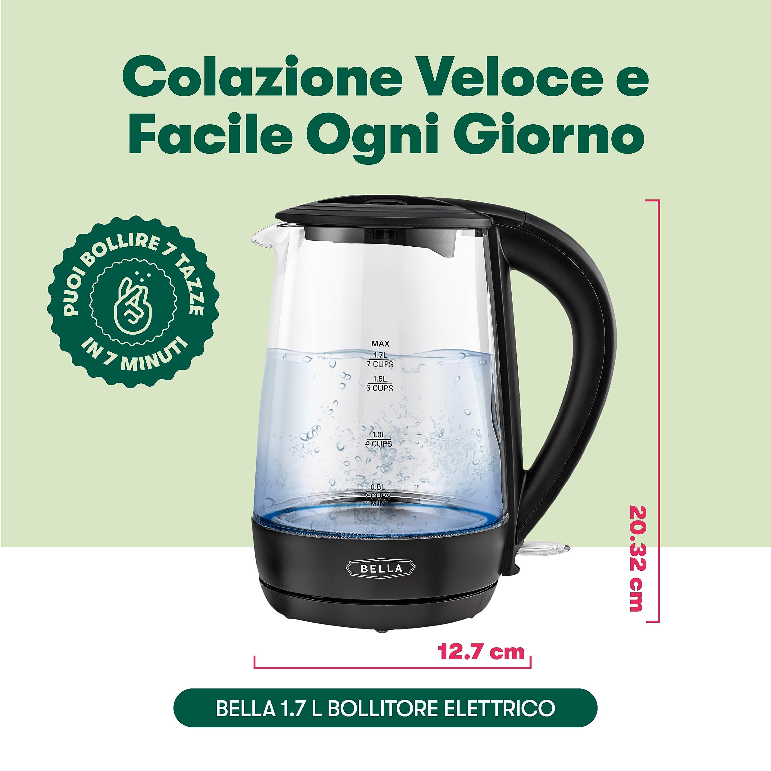Bollitore Senza Fili KETLEE 1,7 L - 2200W Design Moderno Acciaio