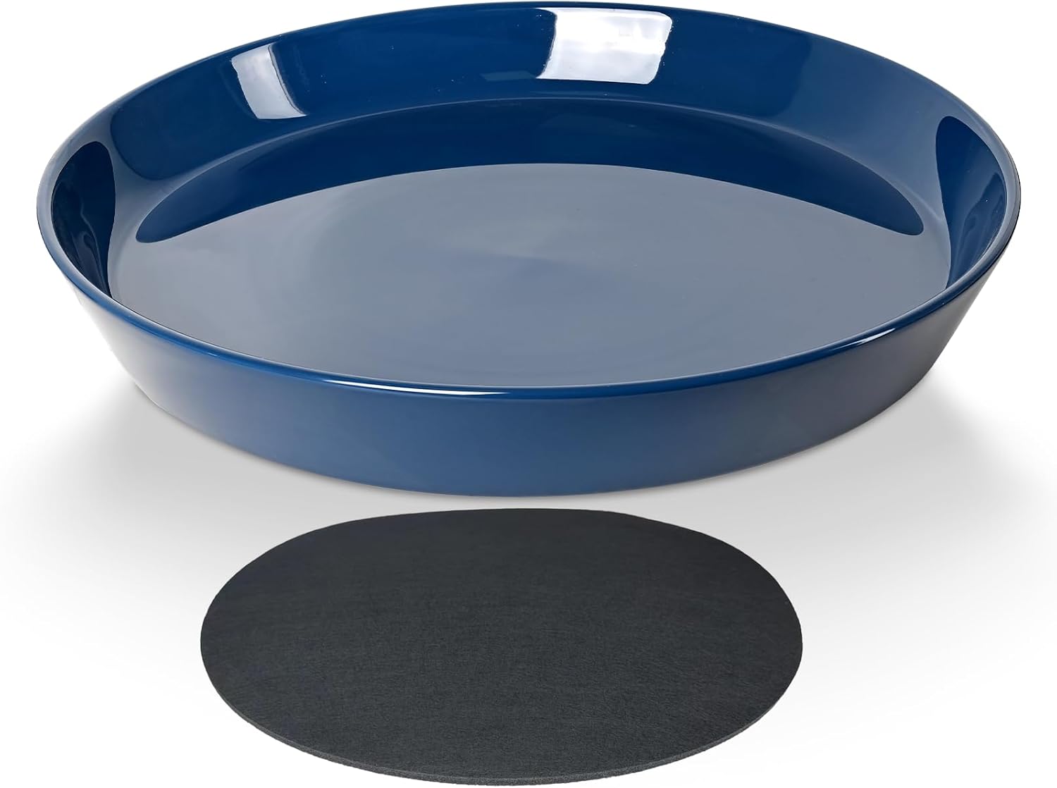 Niebieska ceramiczna tacka na doniczki, średnica zewnętrzna 18 cm, odpowiednia do stosowania wewnątrz i na zewnątrz, tacka drenażowa na kwiaty 1