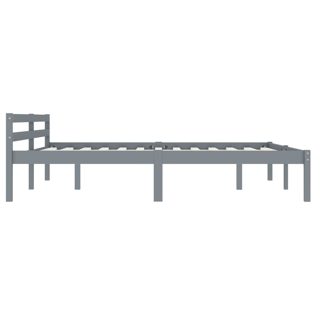 Cadre de lit sans matelas gris bois massif de pin 160 x 200 cm - 4