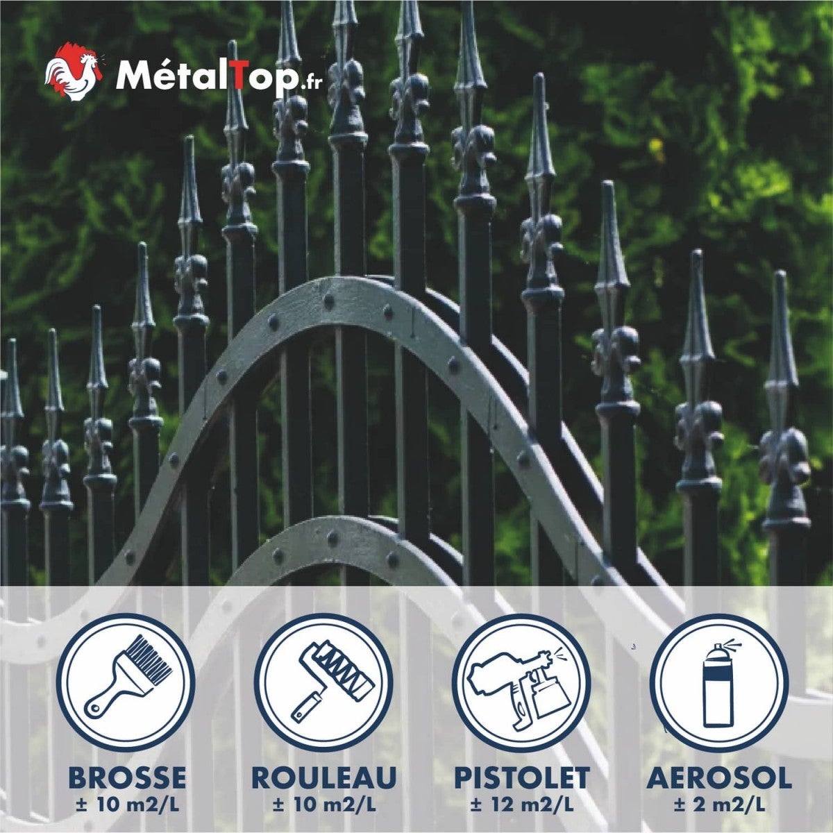 Peinture Portail Fer - Metaltop - Marron - RAL 8015 - Pot 1L - 5