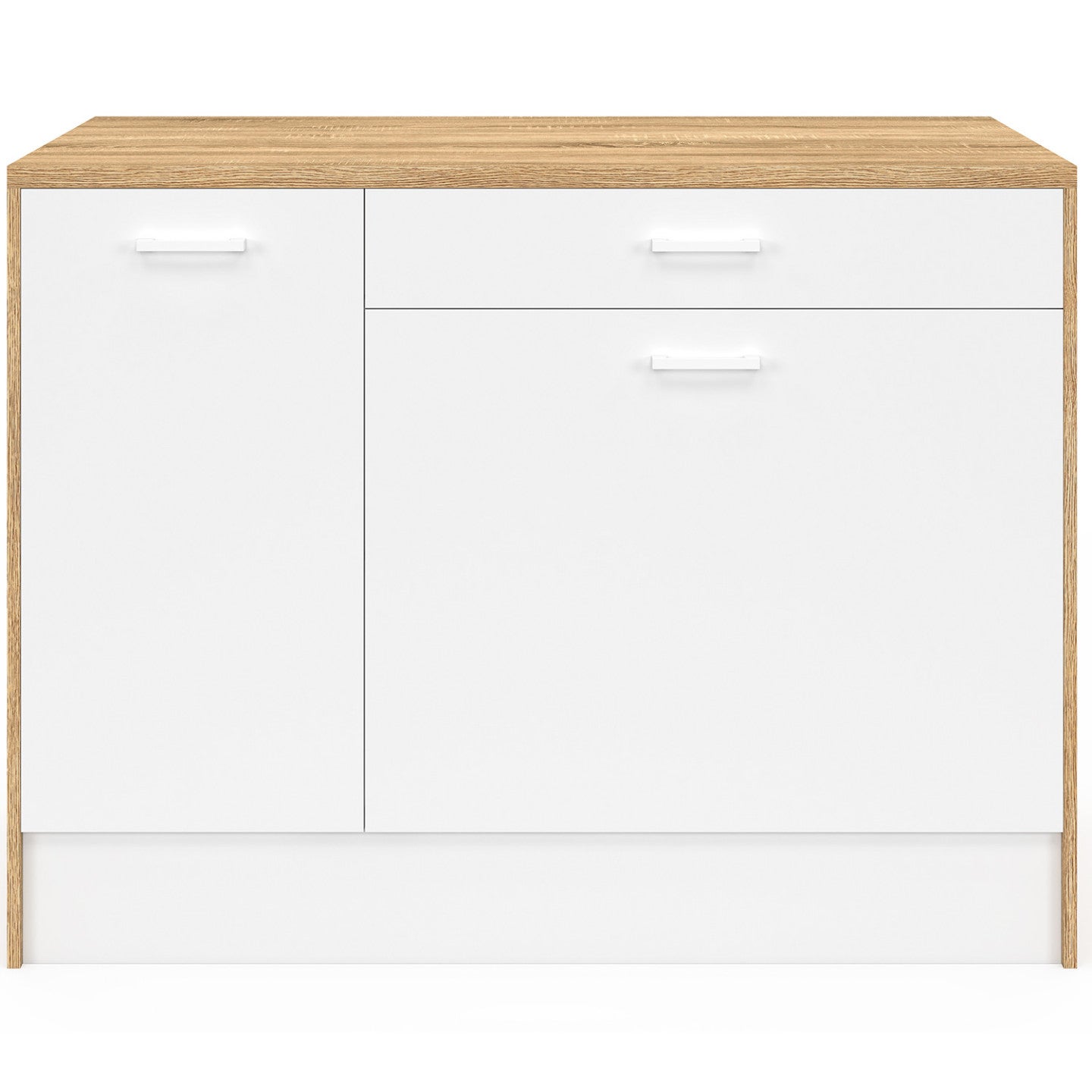 Ilot central LIO maxi capacité de rangement bois et blanc - 3