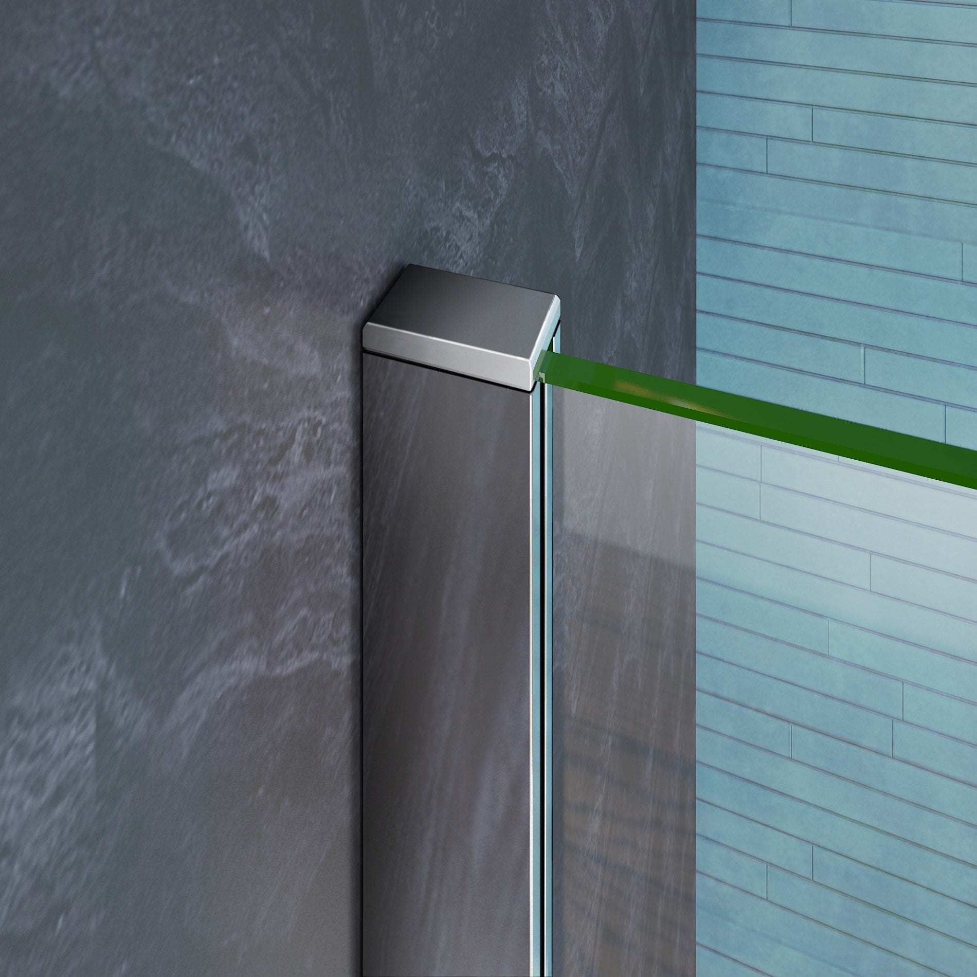 AICA paroi de douche à l'italienne 140x200cm en 10mm verre anticalcaire avec barre de stabilisation extensible en cylindrique - 2