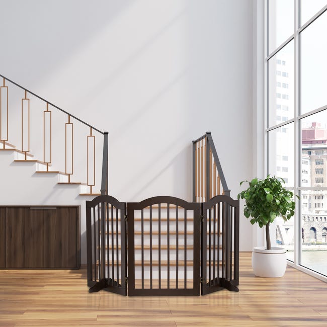 Cancelletto Di Sicurezza Per Bambini E Animali | 4 Pannelli MDF 70x207cm | Barriera Per Scale E Porte