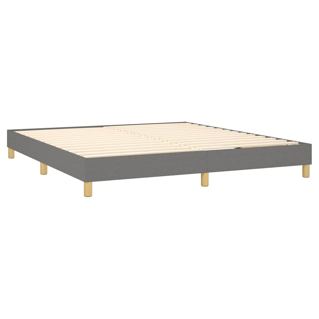 Cadre de lit à lattes en tissu gris foncé, pour la chambre, 160 × 200 cm - 4