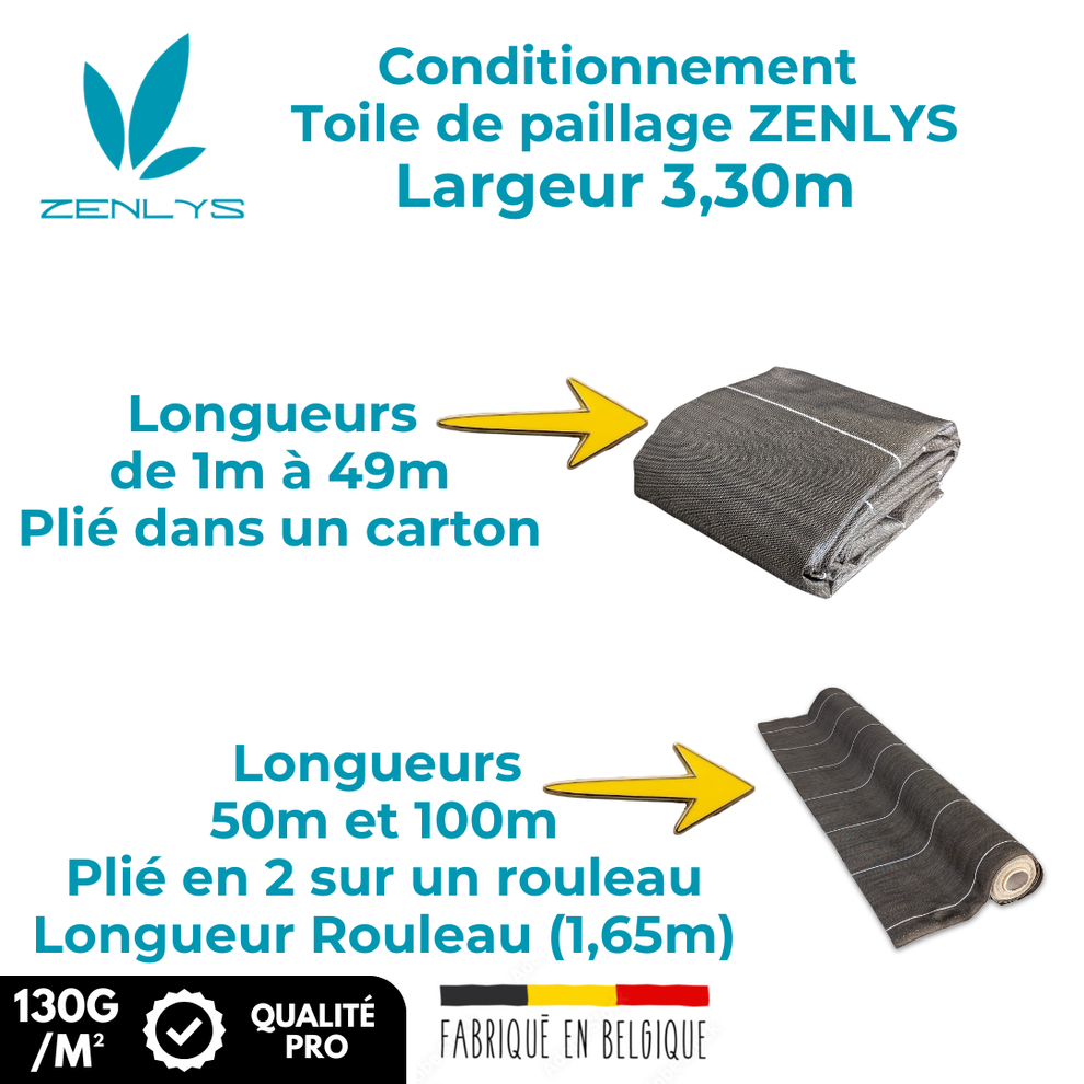 Toile de paillage 130g m2 Vente au mètre Largeur 3,30m Anti-Mauvaises Herbe Coloris Marron Bache Tissée - 7