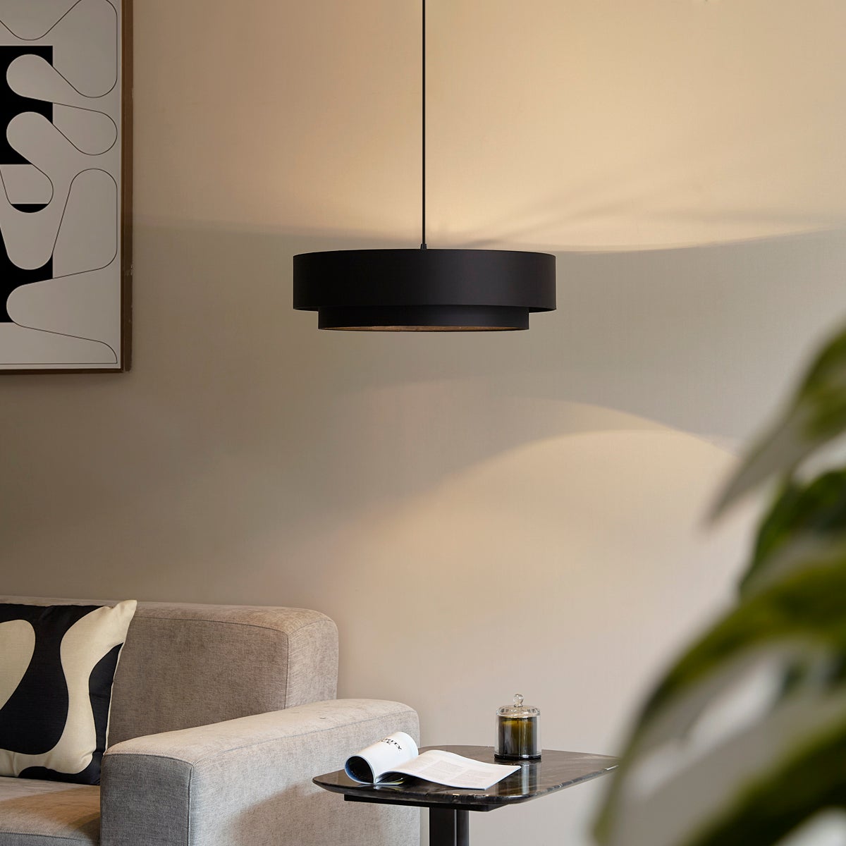 Qazqa SIMPLO Lampada Da Terra Moderna 166cm - Base Nera, Paralume Interno Dorato - Luce Calda Per Soggiorno, Camera Da Letto, Studio - 3
