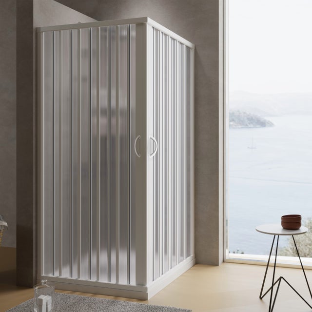Mampara de ducha plegable de esquina 70x100 CM de PVC mod. Aster con apertura Central