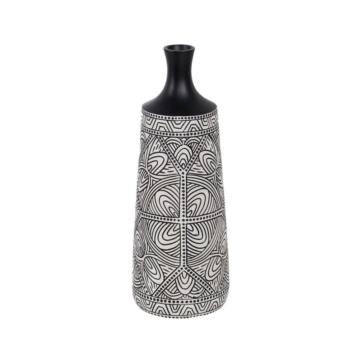 Vase ethnique en polyrésine noir et blanc H43 cm MAORI