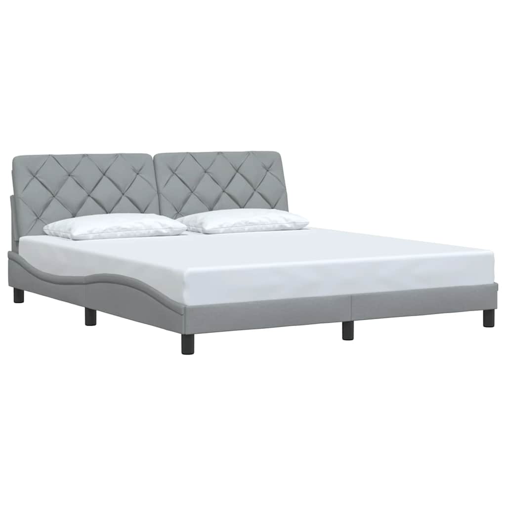 Cadre de lit sans matelas gris clair 180 x 200 cm en tissu - 3