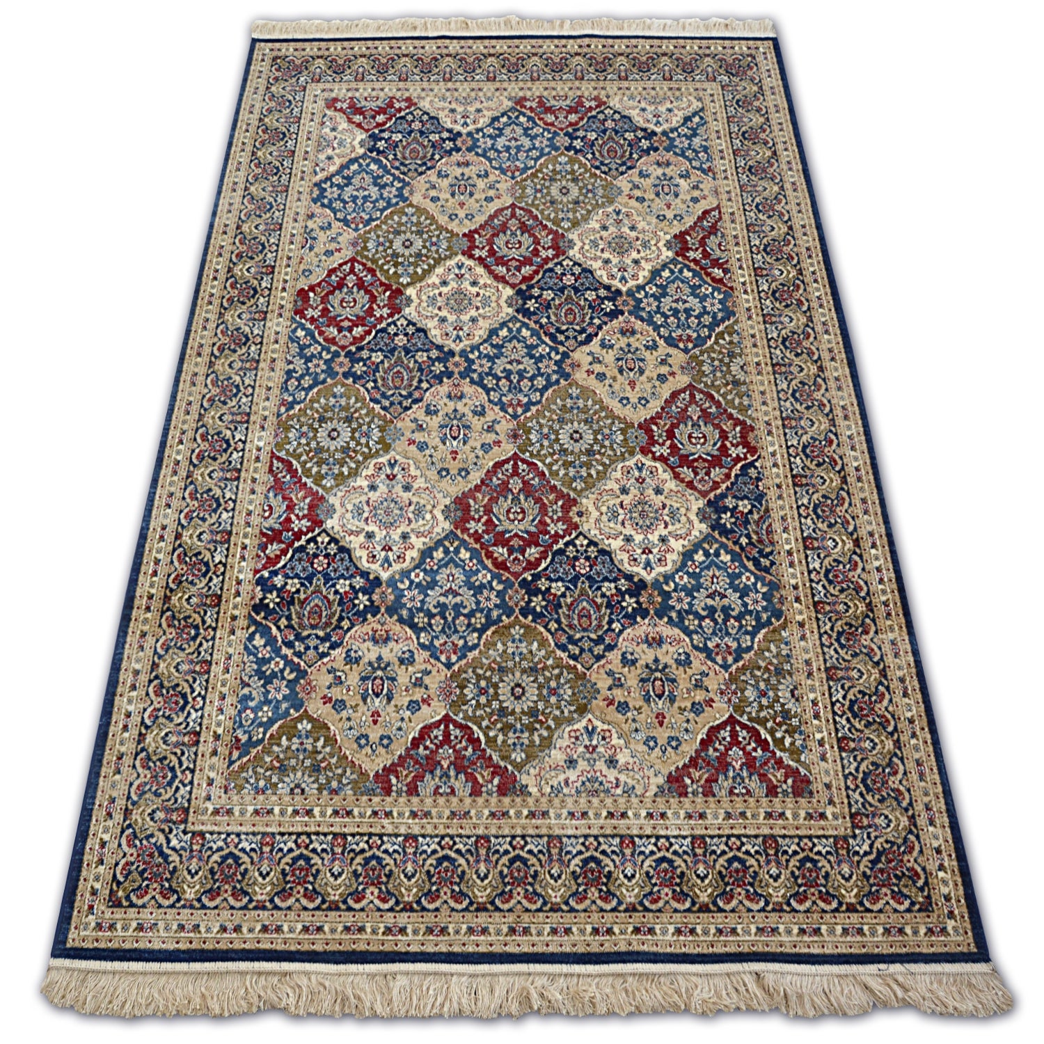 Dywan WINDSOR 22937 ROZETY FRĘDZLE tradycyjny ciemnoniebieski 120x170 cm
