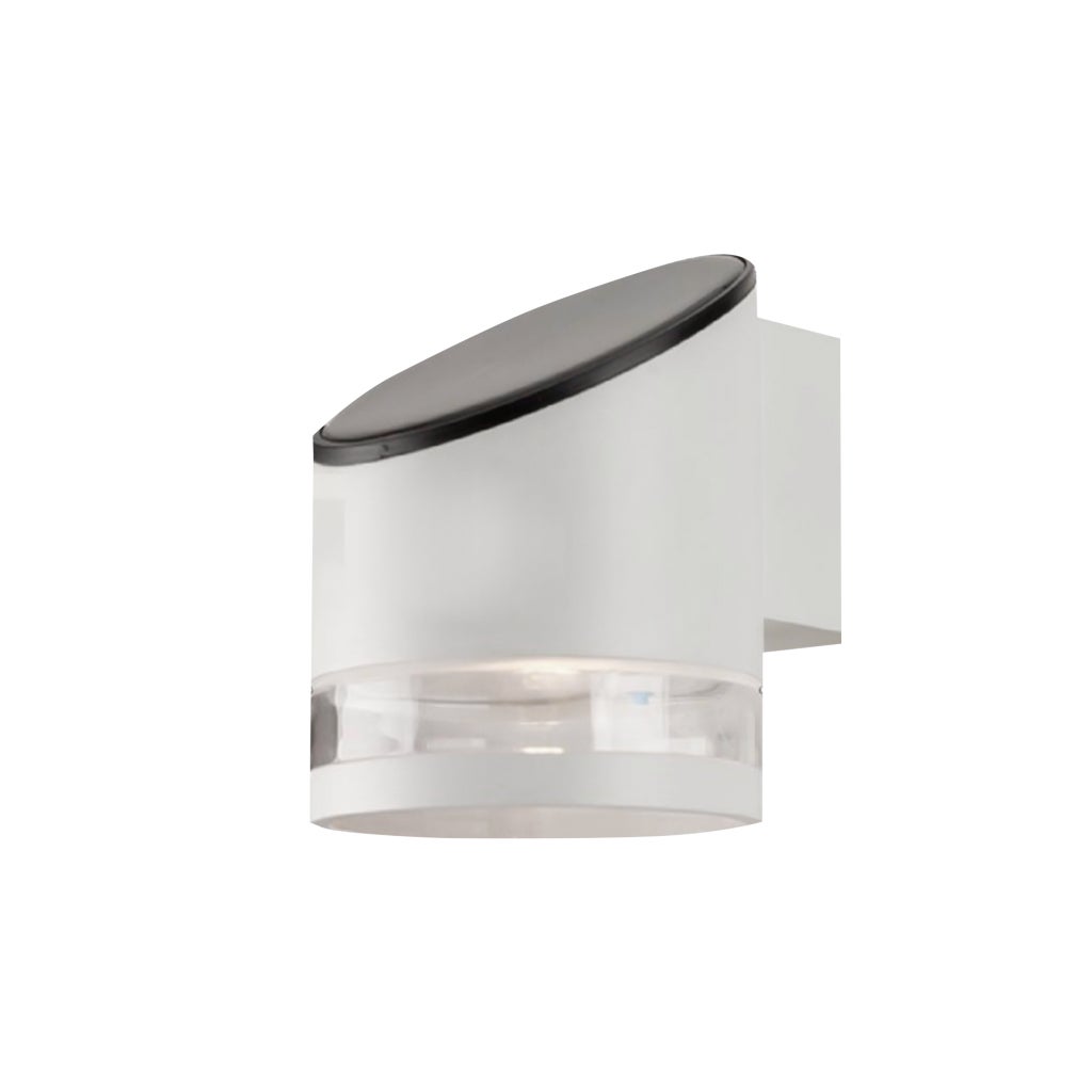 Cylindryczna lampa ogrodowa LED z panelem słonecznym 1 W, biała obudowa, 121*90*112,5 mm, 3000 K, IP54