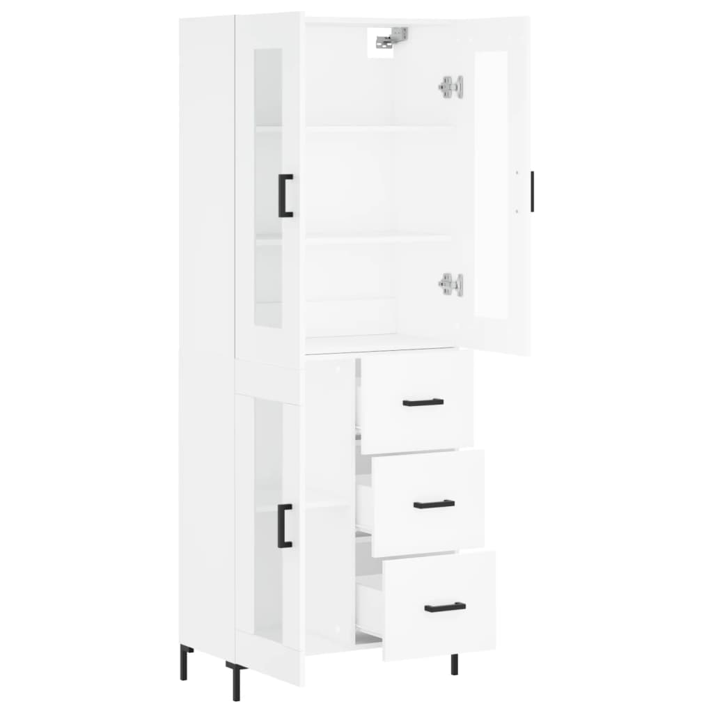 Buffet haut Blanc 69,5x34x180 cm Bois d'ingénierie - 4
