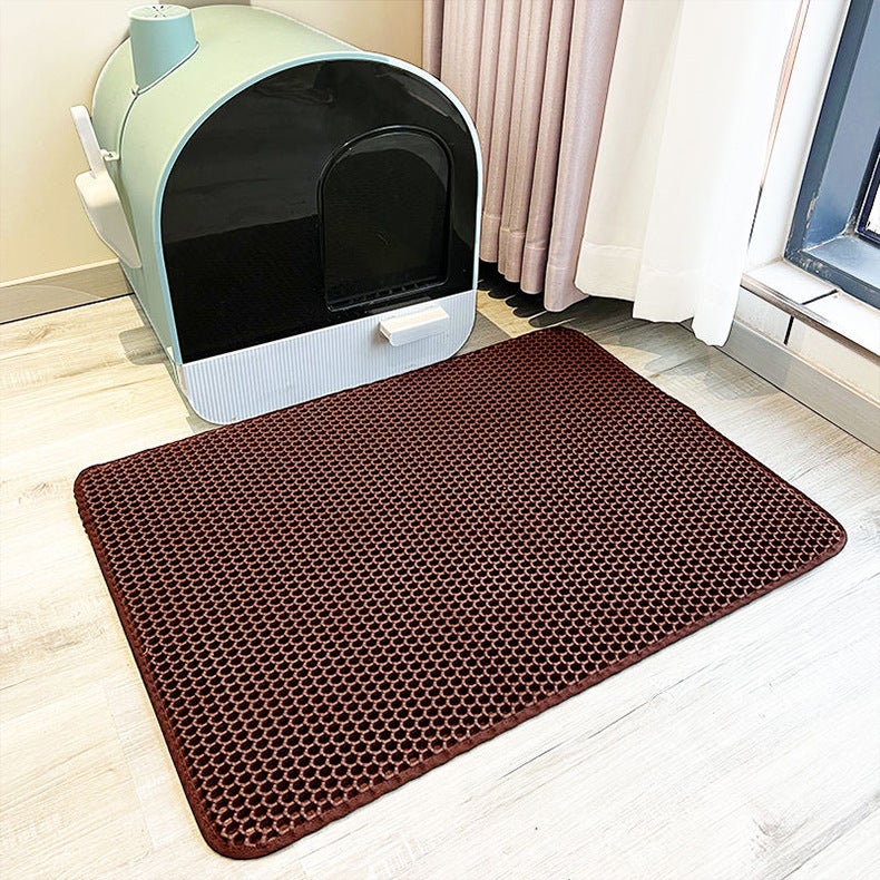 Brązowa mata do kuwety dla kota 30*30 cm1 EVA dwuwarstwowa mata w kształcie plastra miodu, antypoślizgowa mata do kuwety dla kota