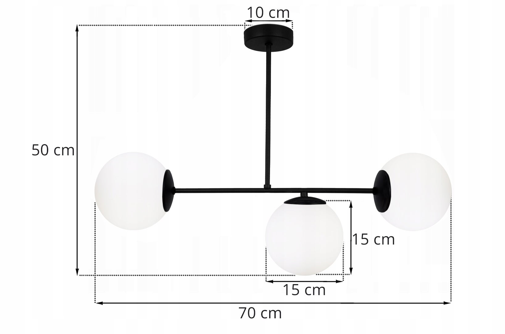 Lampa sufitowa wisząca Palermo loft 3xE14 klosz kula biała/czarna Light Home LH - 7