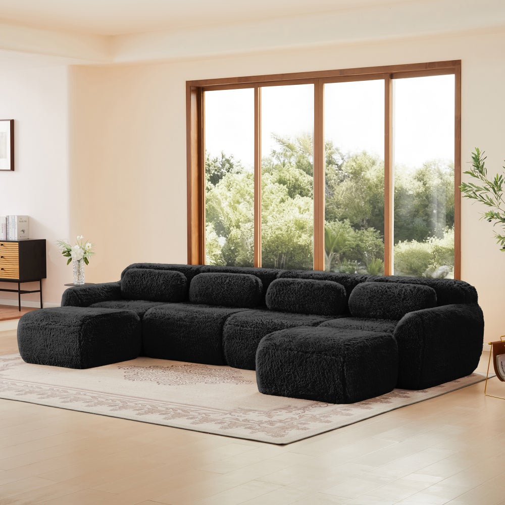 Sofa w kształcie litery U, modułowa, miękka, dowolnie łączona, nie wymaga montażu, z poduszkami