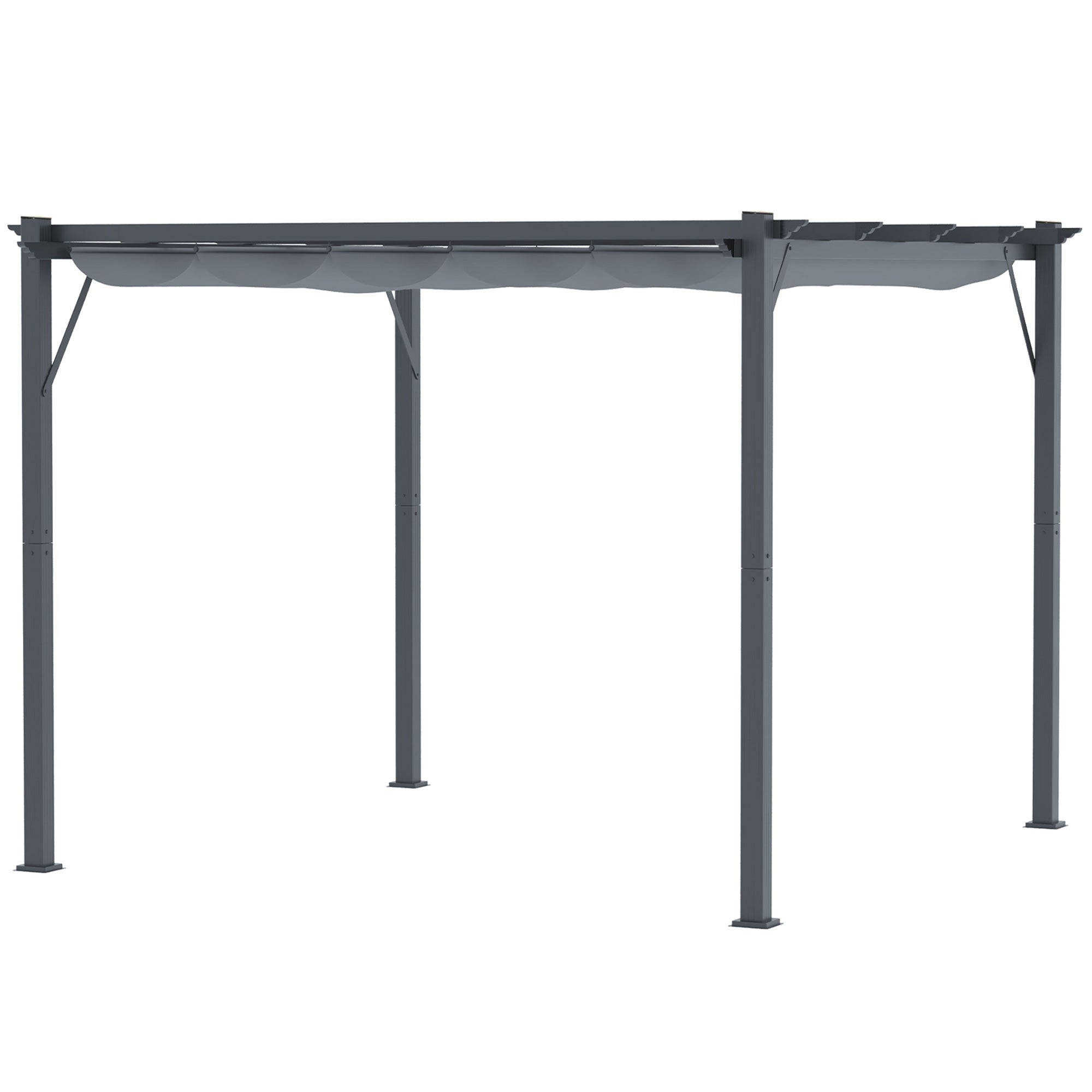 Toit de patio du kiosque Pergola avec toit ouvrant Jardin Alu gris charbon + gris foncé 3x3x2,23 m - 2
