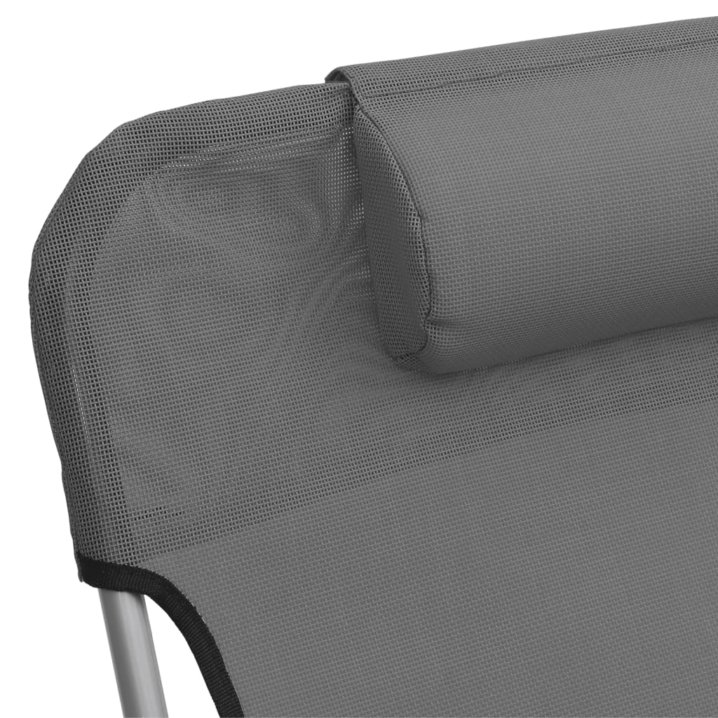 Lot de 2 Chaises longues | Bain de soleil | Transat de relaxation pliables gris textilène et acier CFW599823 - 9