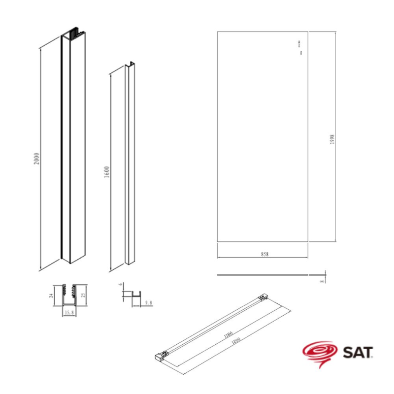 Swiss Aqua Technologies Walk-in 90x200cm Paroi en verre Crystal Glass® 8 mm anticalcaire, avec bras et profilés chrome brillant (SATBWI90PR) - 2