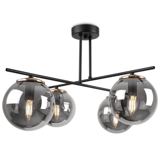 Lampa sufitowa wisząca Modena modern 4xE14 abażur kula złota/grafitowa Light Home LH