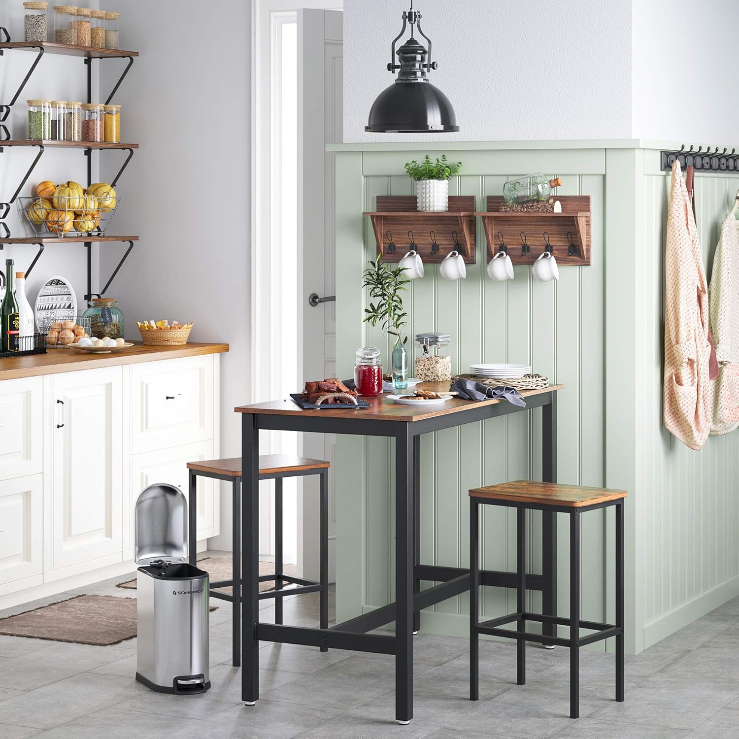 Ensemble Table et Chaises, Table à manger, Style Industriel, Marron Rustique et Noir - 2