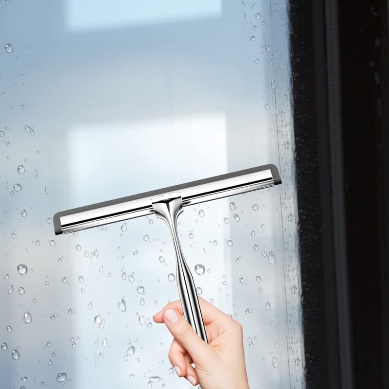 Raclette à Vitre Professionnel 8 Pièces, Kit De Nettoyage De Vitres En Acier Inoxydable Avec Raclette Silicone Brosse Microfibre Lave Vitre Avec Crochet Pour Salle De Bain Voiture Fenetre 90188201