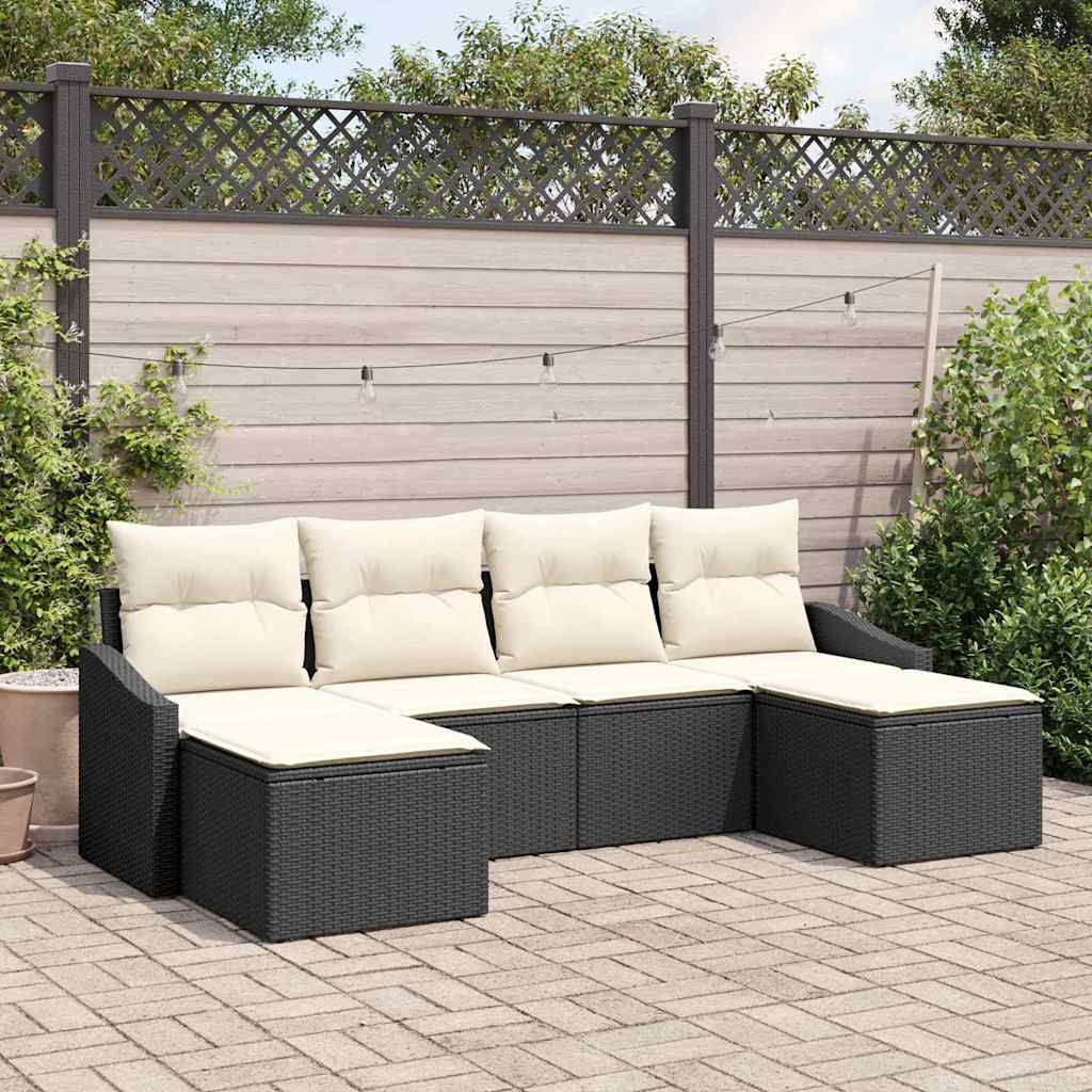 Zestaw Sof z poduszką 6 pcs Czarny polirattan vidaXL