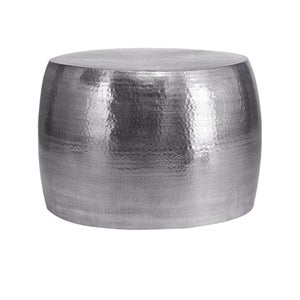 Table D'Appoint Ronde WOMO-DESIGN 43x45 Cm - Plateau Verre 5mm, Cadre Métal Argenté, Design Moderne