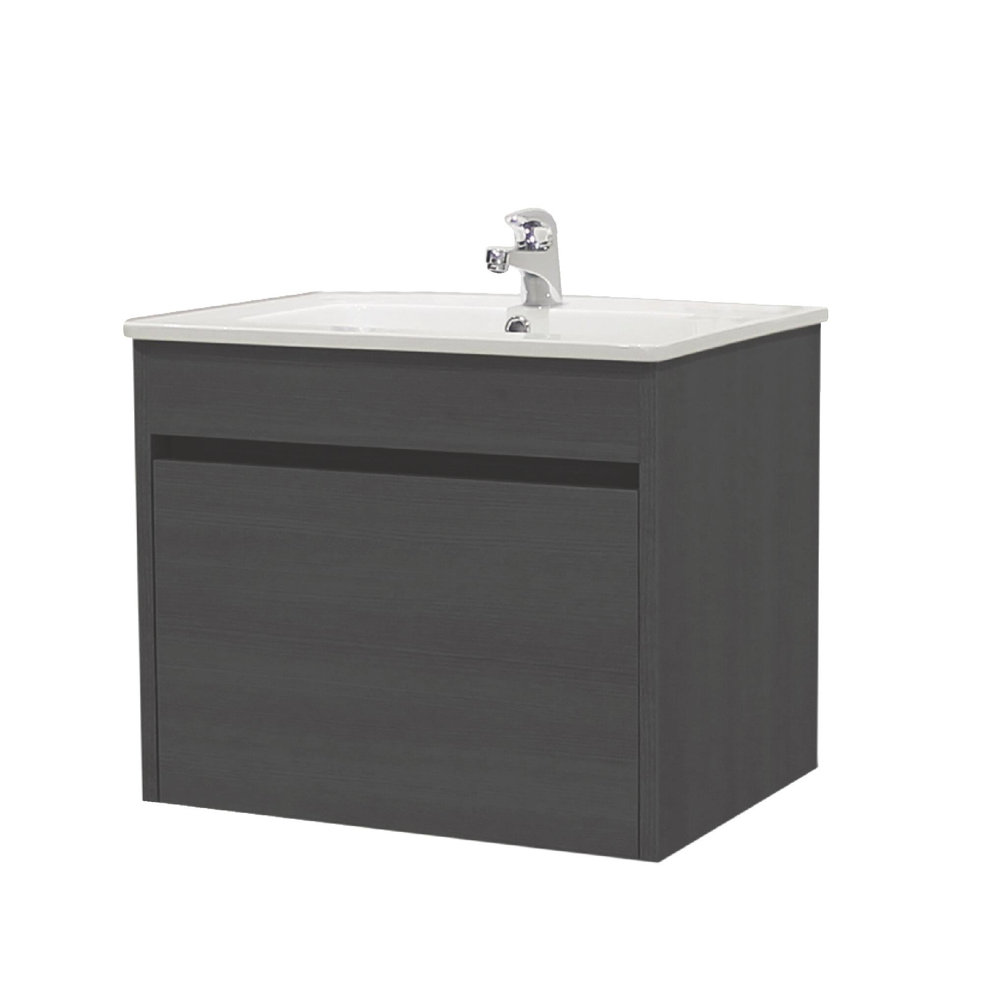 Meuble à Poser Salle De Bain ONDÉE PALLAS 120cm - Plan Céramique Double Vasque - 6 Tiroirs - Miroir Inclus - Chêne Clair