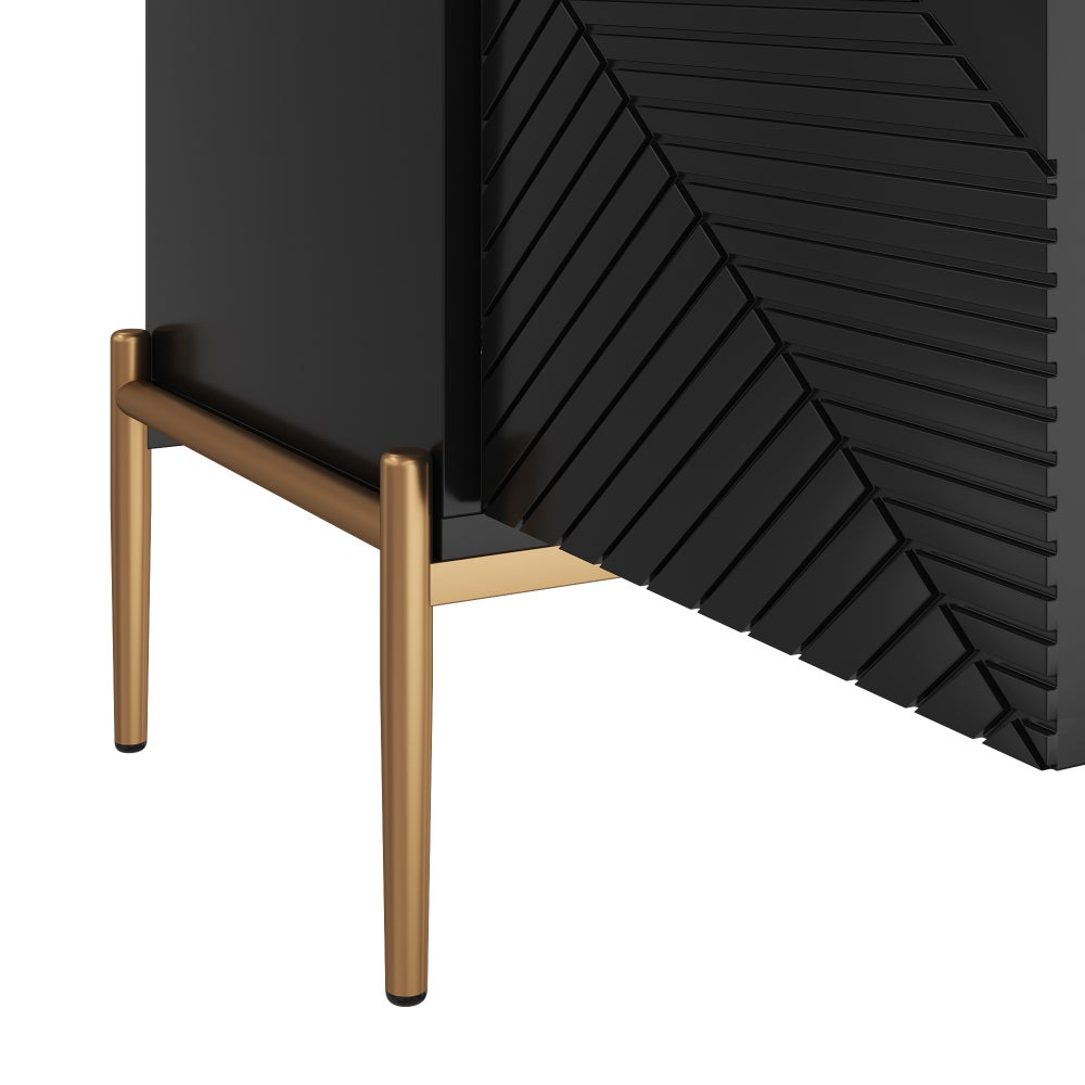 Nowoczesna komoda z 4 drzwiami 162x40x80cm z metalowymi nóżkami w kolorze złotym–komoda o geometrycznym designie i dużą przestrzenią do przechowywania - 8