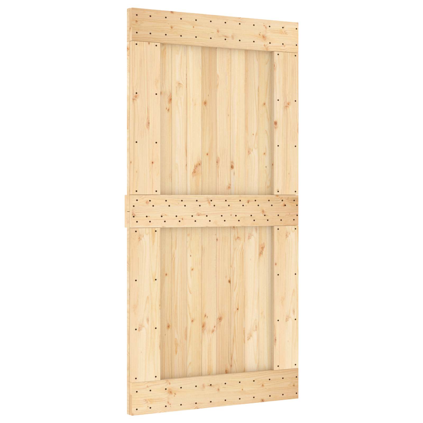Porte coulissante avec kit de rail - Bois de pin massif et acier ...