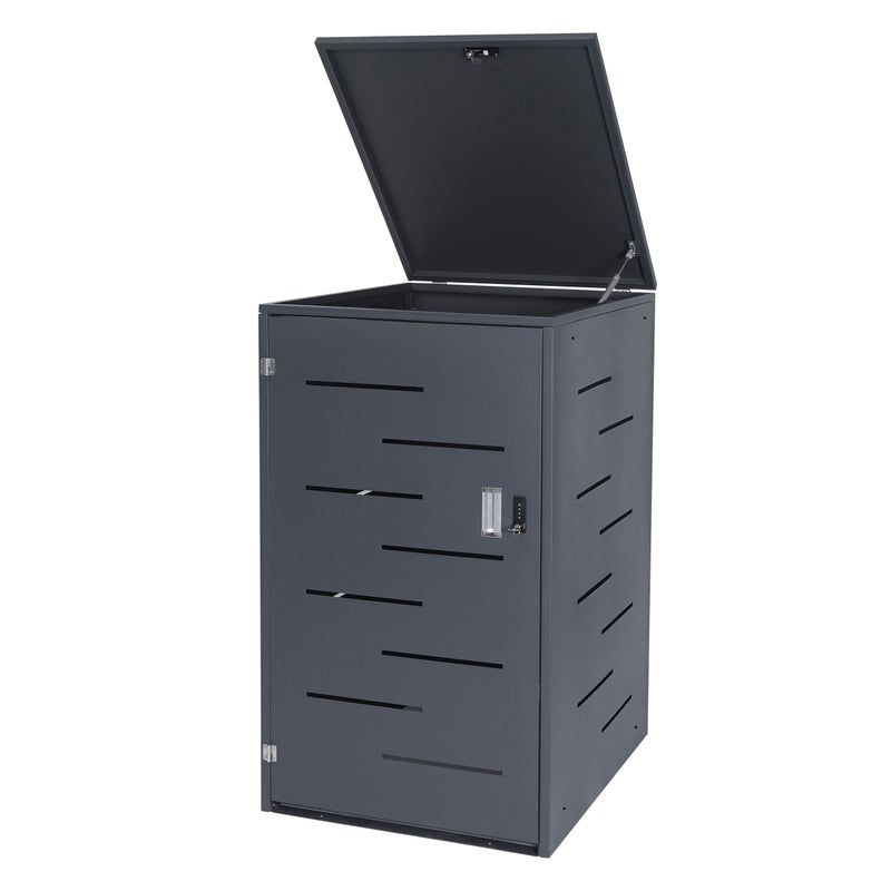 Pokrywa kosza na śmieci HWC-E83, wysuwana pokrywa kosza na śmieci 117x66x80cm ~ antracyt, stal 33kg