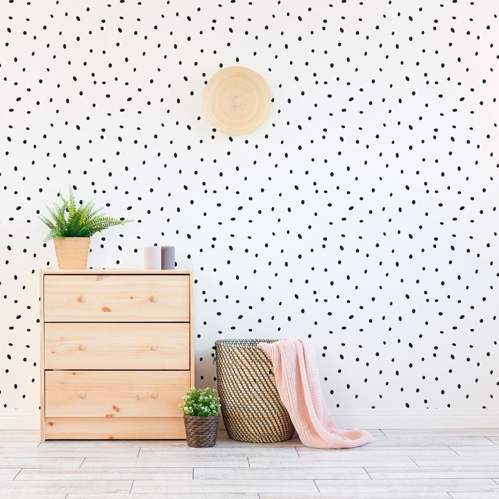 Papel pintado autoadhesivo con tintas eco, y libre de pvc, rollo de 129 x 260 cm manchitas