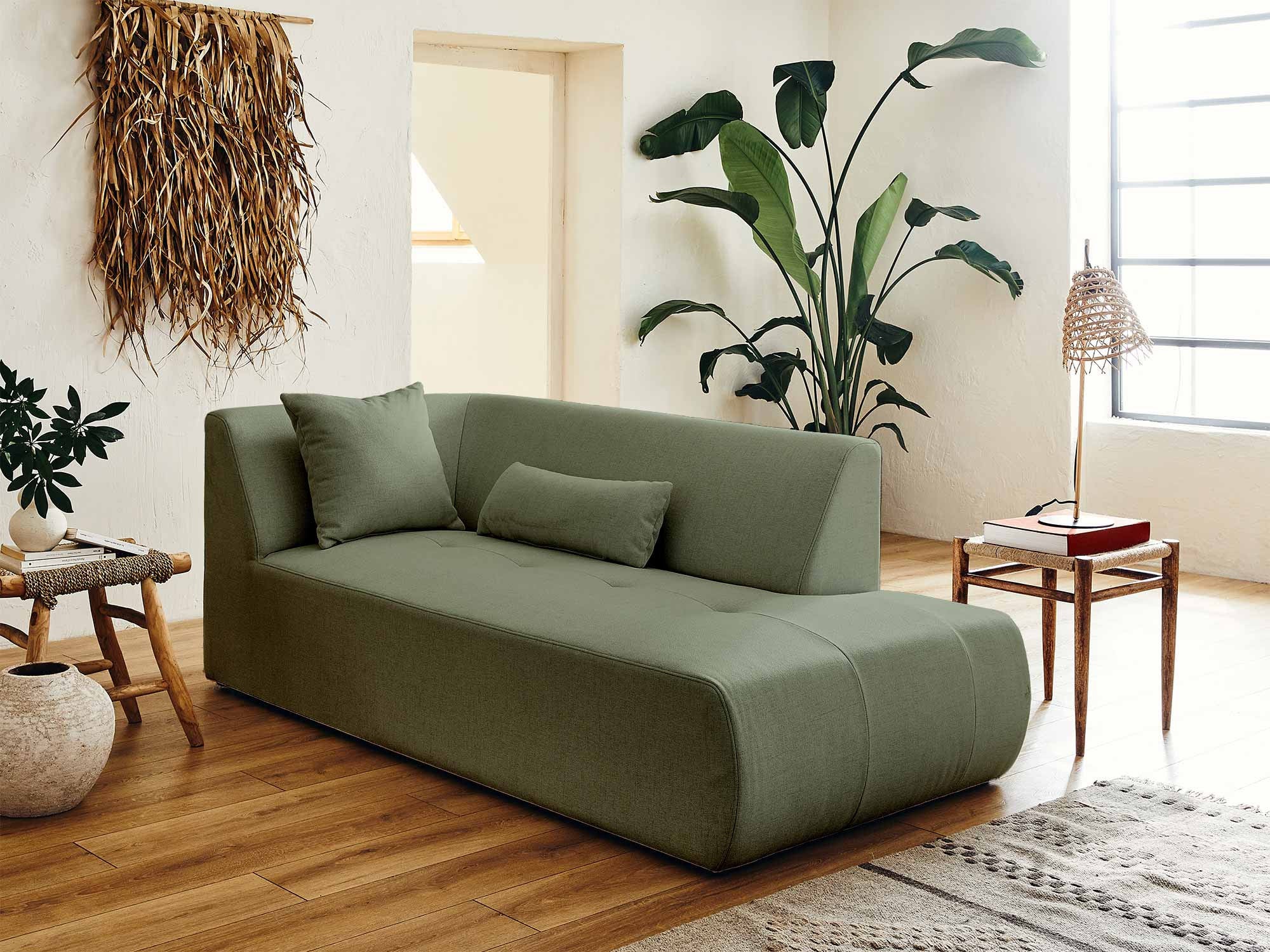 Canapé modulable 5 places angle droit en tissu vert sauge - ONYX - Best Mobilier - 6