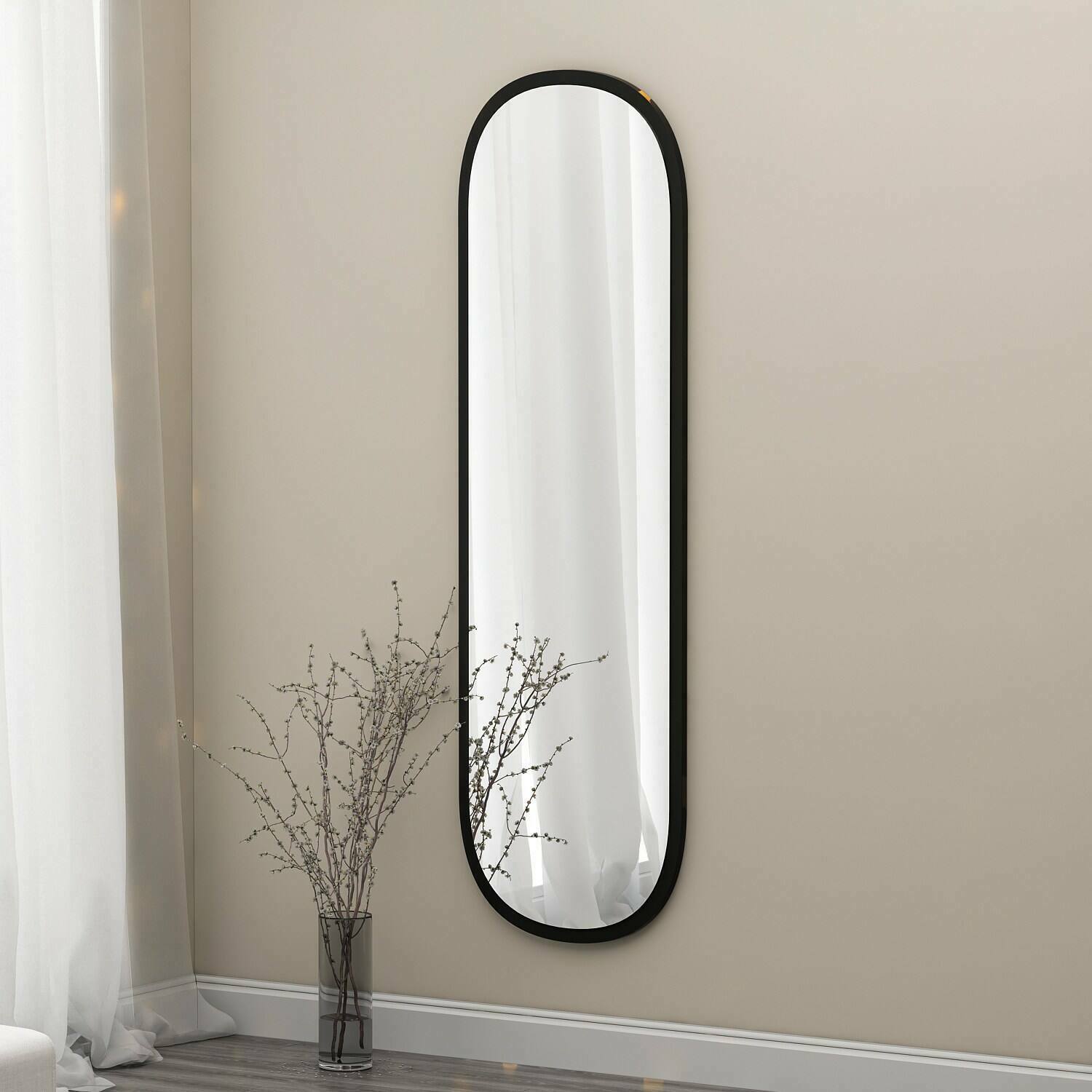 Espejito korban, espejo, objeto de decoración de pared, decoración de espejo, 40x2h120 cm, negro