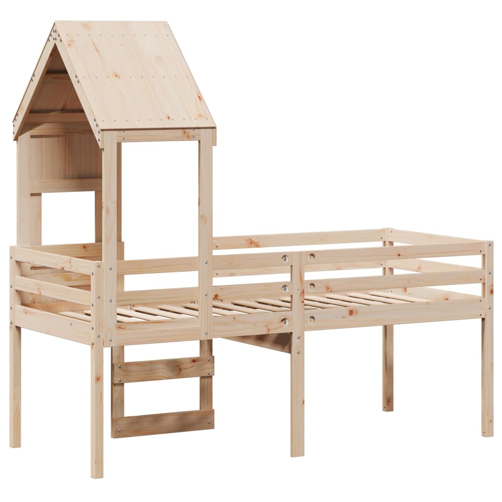 Lit haut avec toit 75x190 cm bois de pin massif - 8