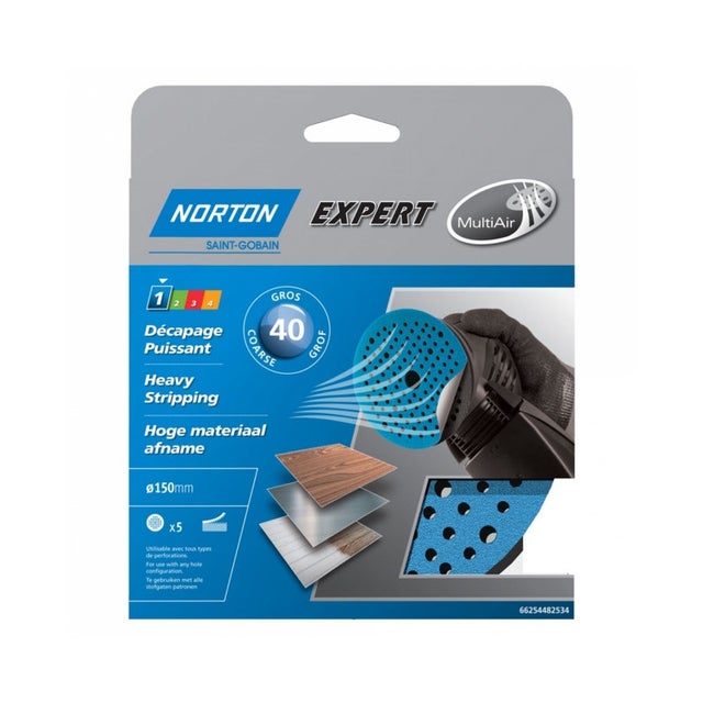 Disques auto-agrippants perforés MultiAir Ø150mm (x5) NORTON