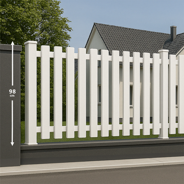 Module de clôture PVC blanc ajouré H 98 x L 150 cm à barreaudage vertical