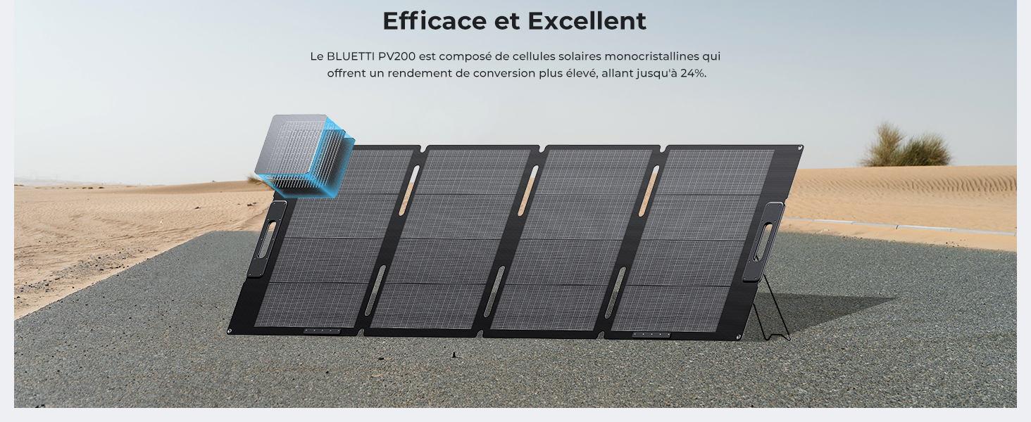 Painel solar BLUETTI PV200, 200 W para central elétrica EB3A/EB55/EB70/AC200MAX/AC500, painel solar monocristalino dobrável para viagem, acampamento - 3