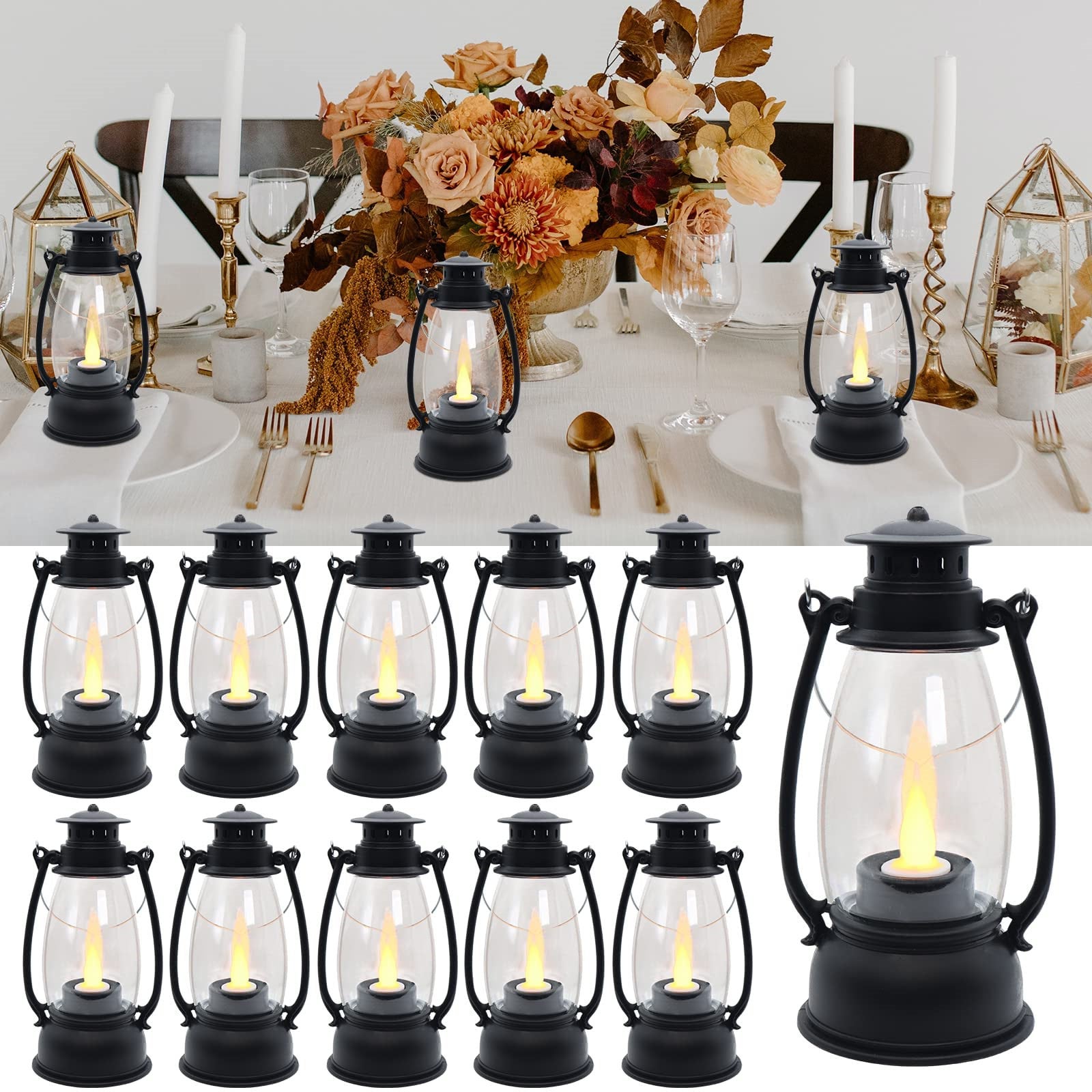 Lanterne avec eau à l'intérieur avec scène des fêtes avec lumières au LED fonctionnant à piles.