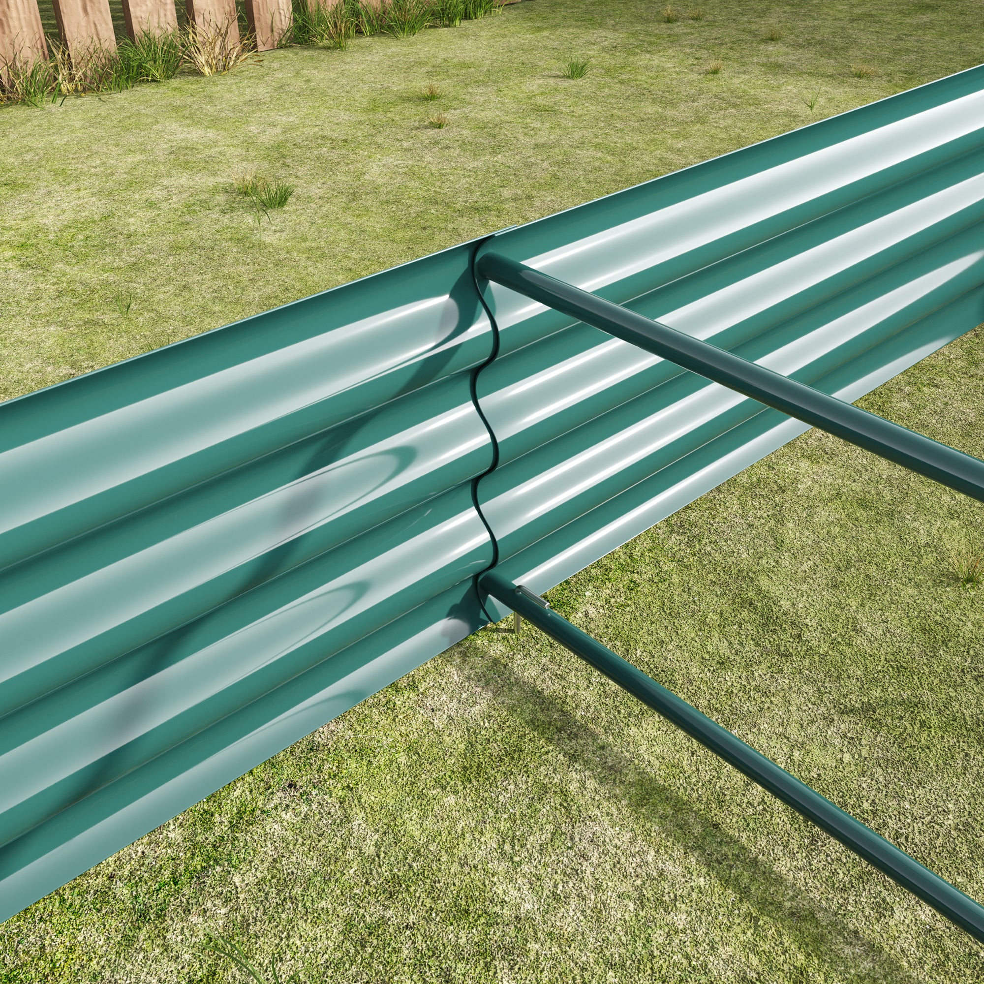 Grand bac surélevé 232x113x30 cm en acier galvanisé pour potager et fleurs - Design jardin - 7