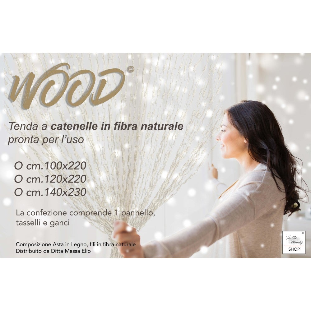 TENTE EN BOIS © avec chaînes tissées en fibre naturelle Anti-moustiques anti-bruit BEIGE Cm. 120x220 - 4