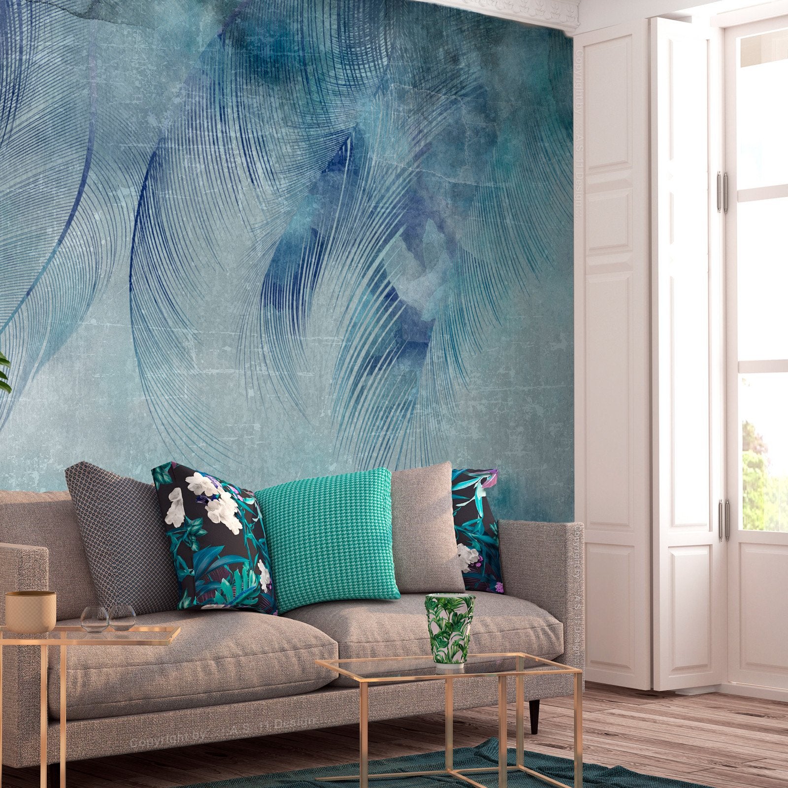 Papier Peint Adhésif 3D – Bleu Papillon – Q12906 – Autocollant Mural (Neuf)