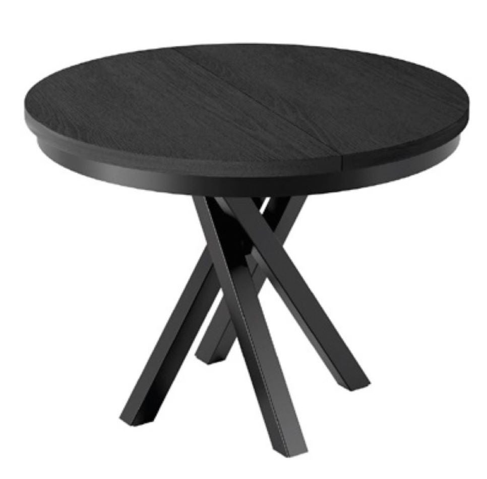 Elegancki okrągły stół rozkładany LUMI w czarnym kolorze – nowoczesny do salonu i jadalni