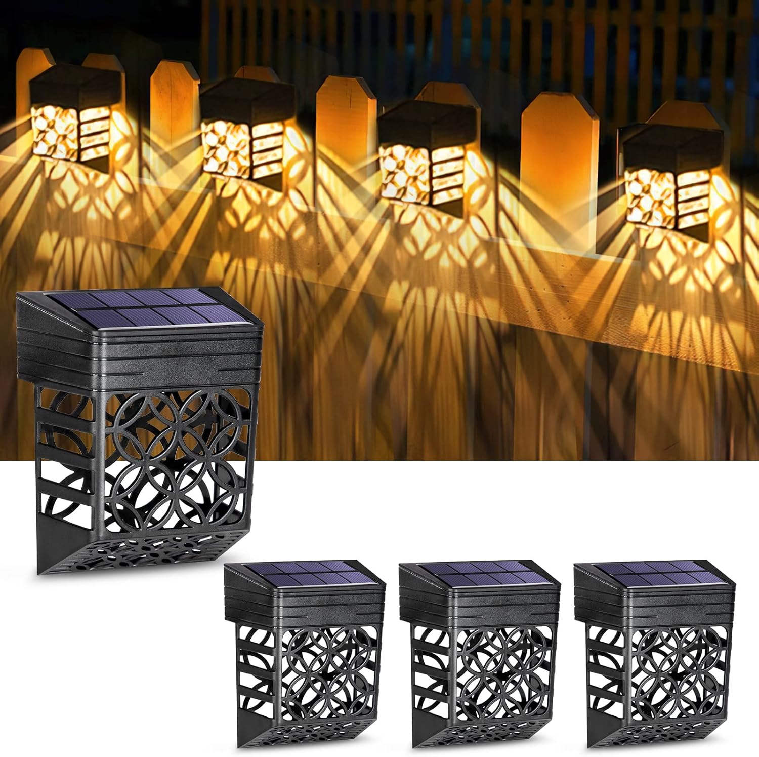 JACKYLED Luci Solari Da Recinzione – Pacco Da 4 Faretti LED Per Esterno - 3