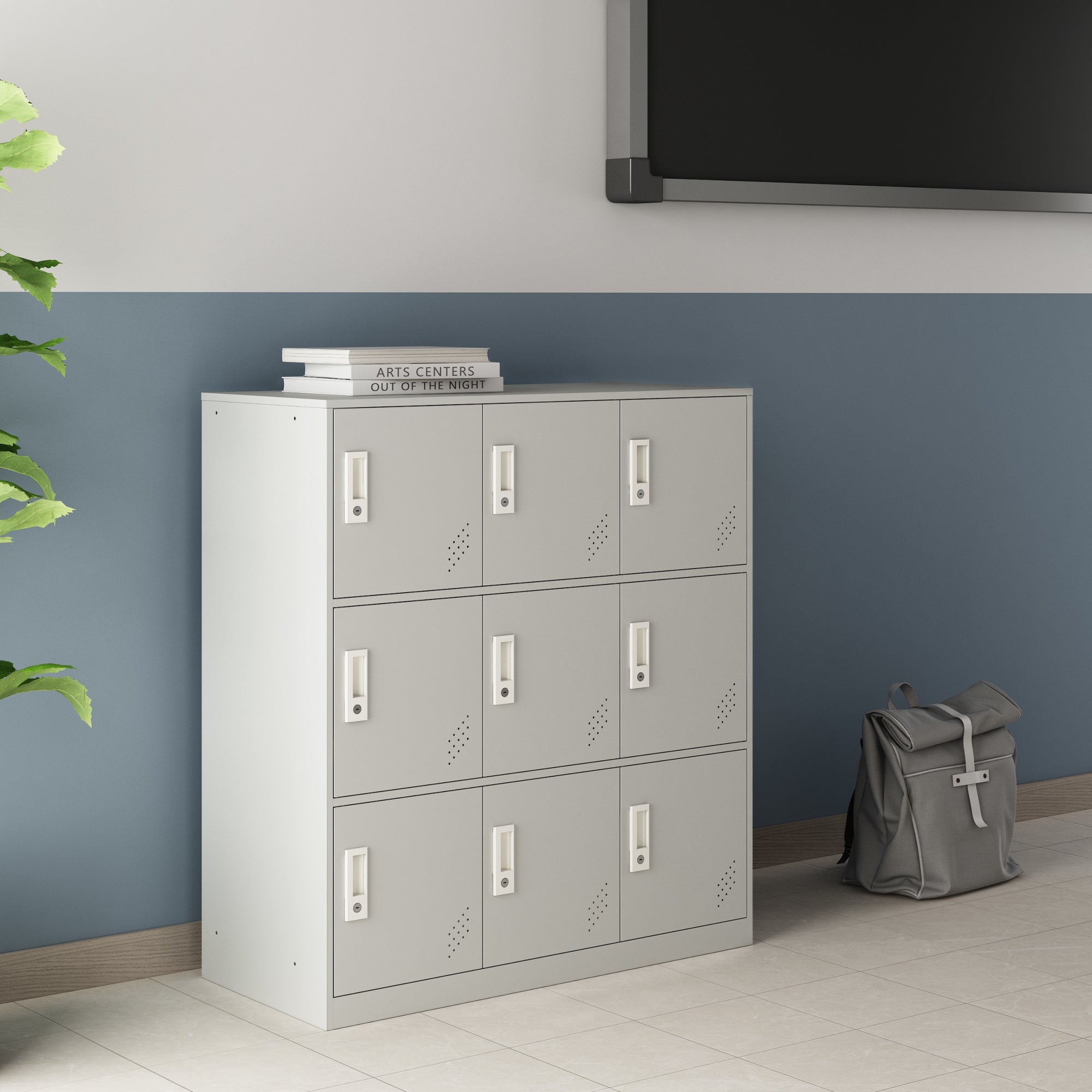 Armoire Métallique Casier 2 Portes – Rangement Bureau Atelier Garage – Verrouillable, étagères Réglables