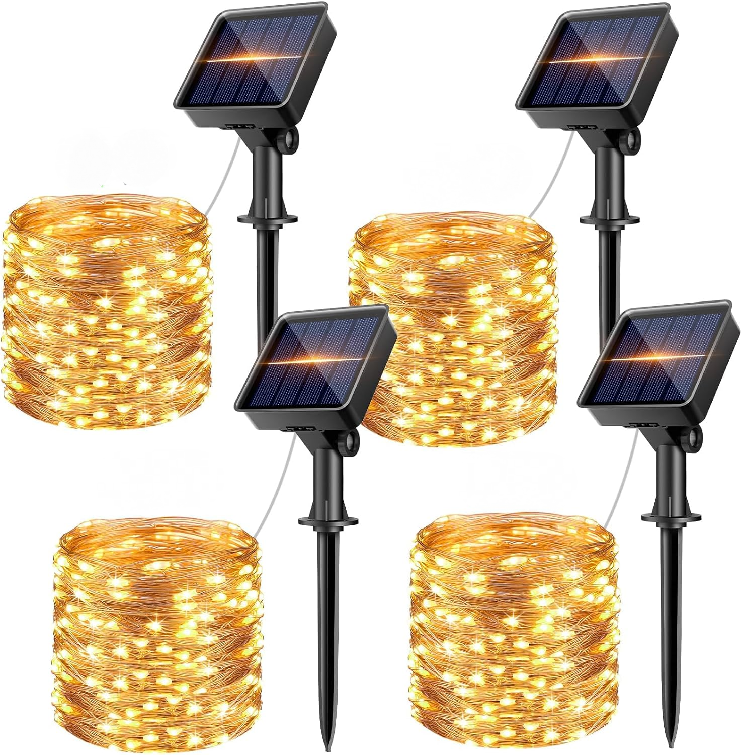 Girlanda Solarna Zewnętrzna 4 szt. 10M 100LED 8 Trybów Wodoodporna do Ogrodu Wesela Imprezy Tarasu