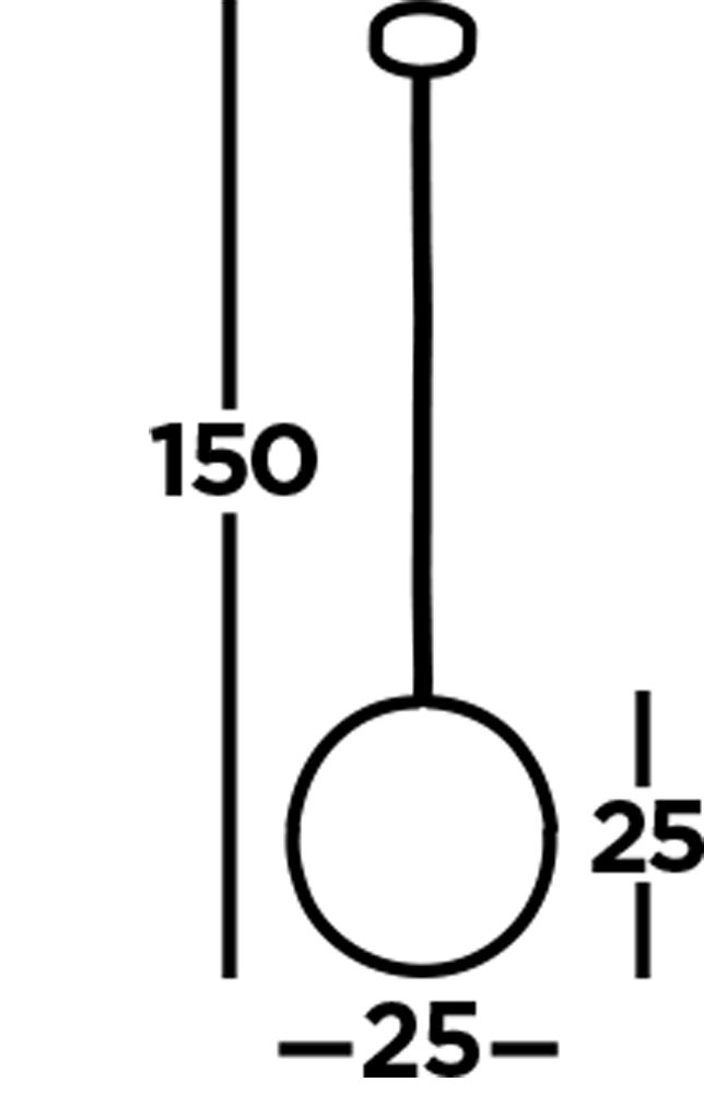Suspension ENDOR 1L finition noir avec verre opale Diamètre 25cm hauteur 150cm E27 max 60w. - 5
