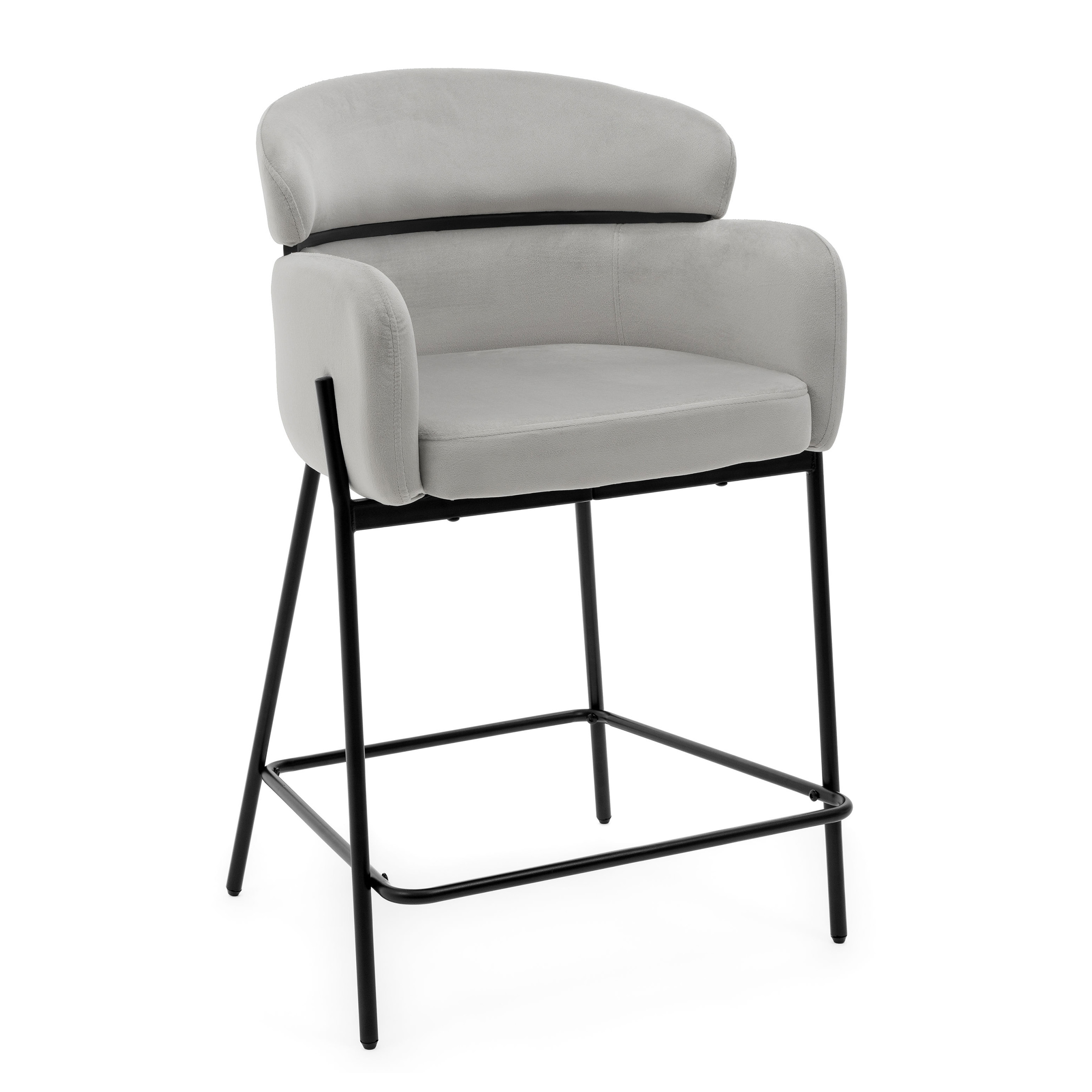 Hoker tapicerowany welurowy do salonu jadalni barowy BOLZANO jasnoszary