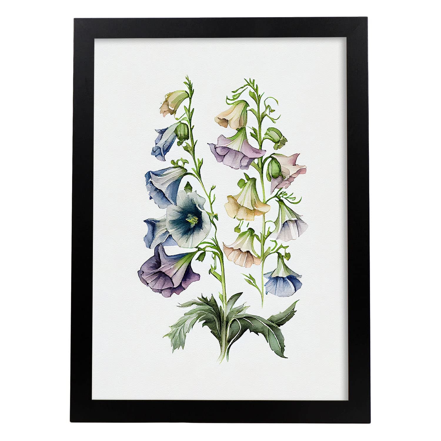 Nacnic poster de campanula estilo nórdico ilustraciones de botánica con flores y plantas en acuarela diseño moderno y modelo 2 a3 con marco negro